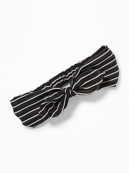 Old Navy Womens Chiffon Bow-tie Headwrap For Women Black White Stripe Size One Size