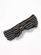 Old Navy Womens Chiffon Bow-tie Headwrap For Women Black White Stripe Size One Size