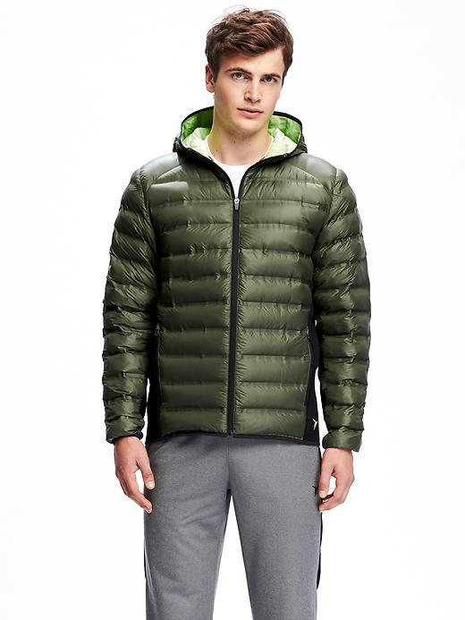 Old Navy Go Warm Quilted Down Hooded Jacket For Men - Another Green World