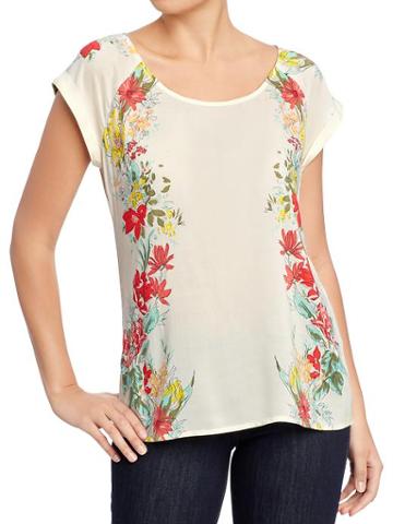 Old Navy Womens Floral Cuffed Dolman Tops