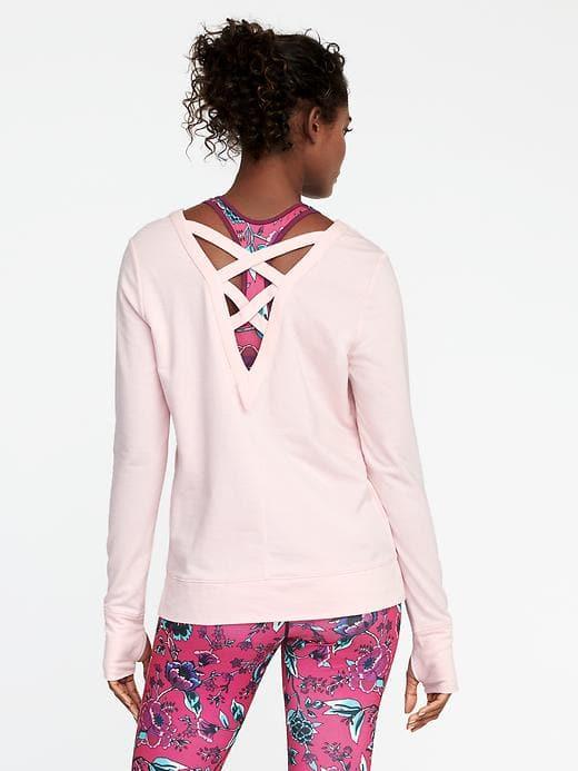 Old Navy Go Dry Lattice Back Sweatshirt For Women - Mauve Squad