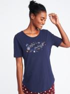 Old Navy Womens Graphic Slub-knit Sleep Tee For Women Stay Stellar Size Xs
