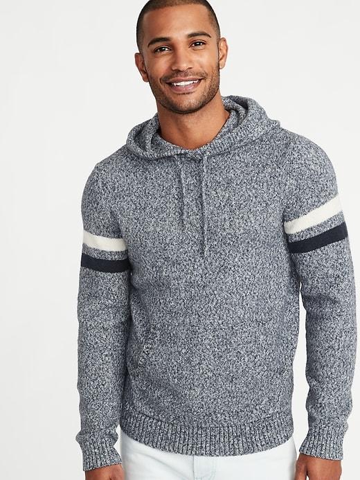 Old Navy Mens Built-in Flex Sleeve-stripe Sweater Hoodie For Men In The Navy Size Xxl