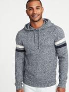 Old Navy Mens Built-in Flex Sleeve-stripe Sweater Hoodie For Men In The Navy Size Xxl