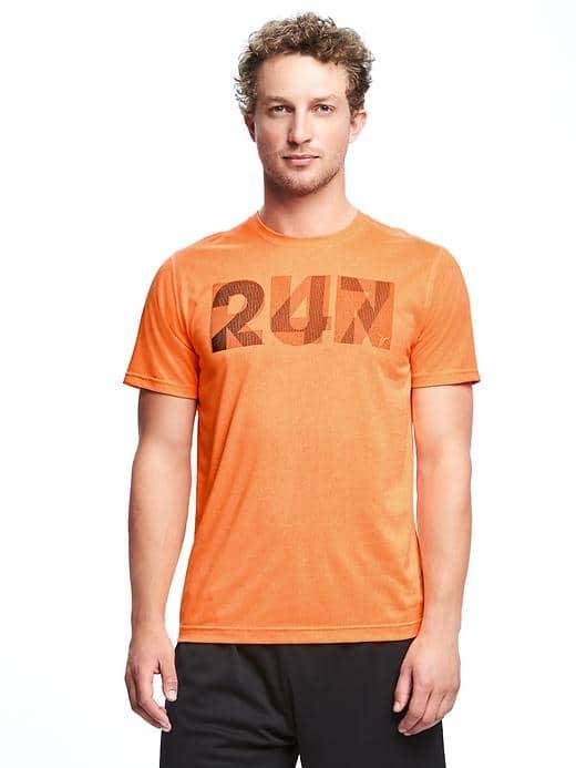 Old Navy Go Dry Eco Graphic Tee For Men - Synergy Orange Neon
