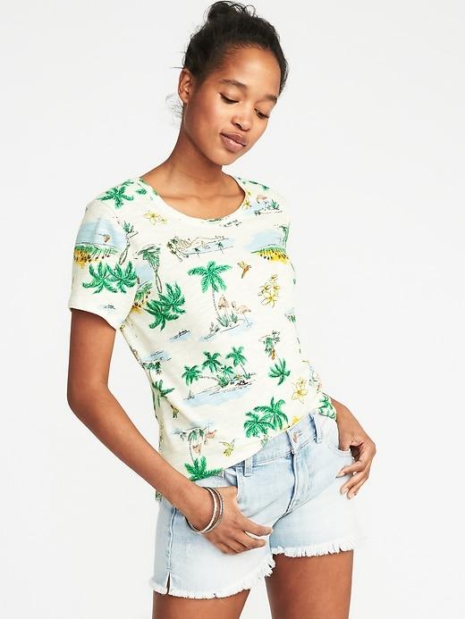 Old Navy Womens Everywear Slub-knit Tee For Women Scenic Print Size L