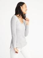 Old Navy Womens Shaker-stitch V-neck Sweater For Women Light Gray Heather Size Xl