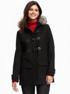 Old Navy Hooded Wool Blend Toggle Coat For Women - Black