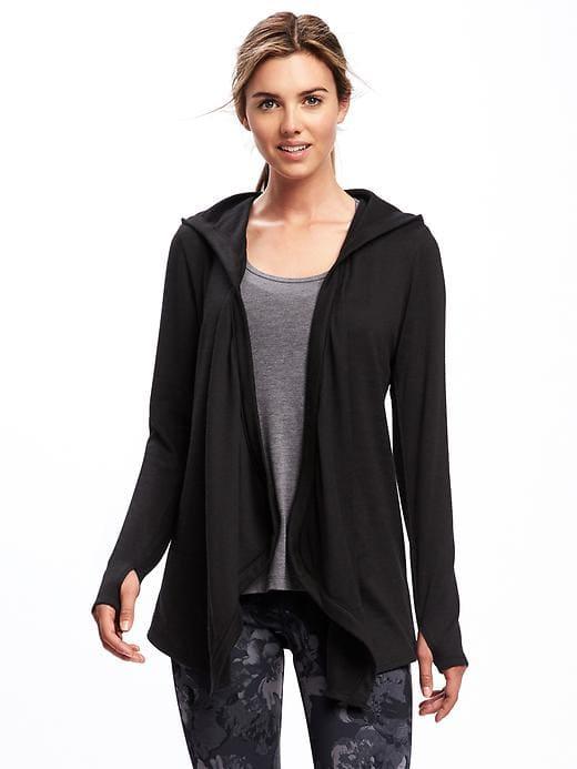 Old Navy Womens Open-front Jersey Hoodie For Women Black Size M