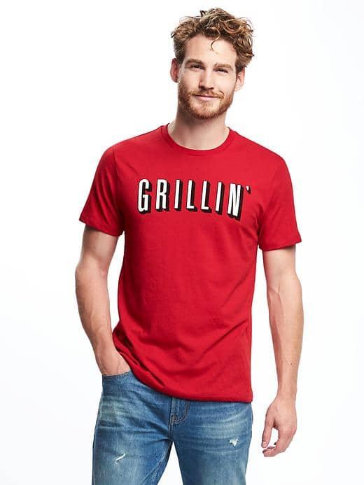 Old Navy Graphic Crew Neck Tee For Men - Rosy Red