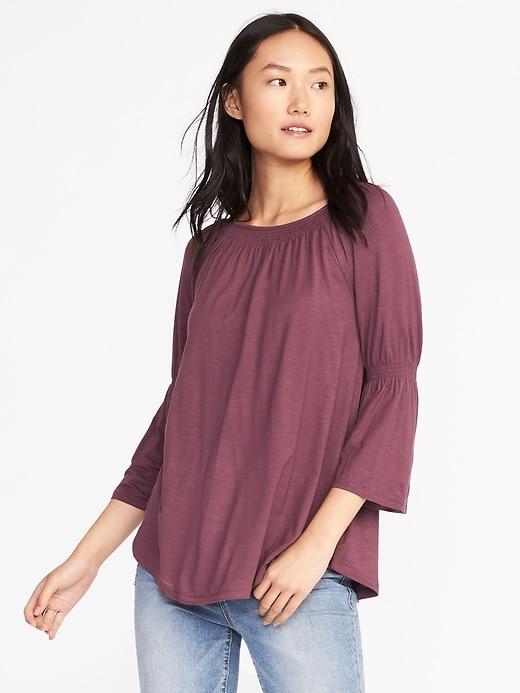 Old Navy Bell Sleeve Slub Knit Swing Top For Women - Squid