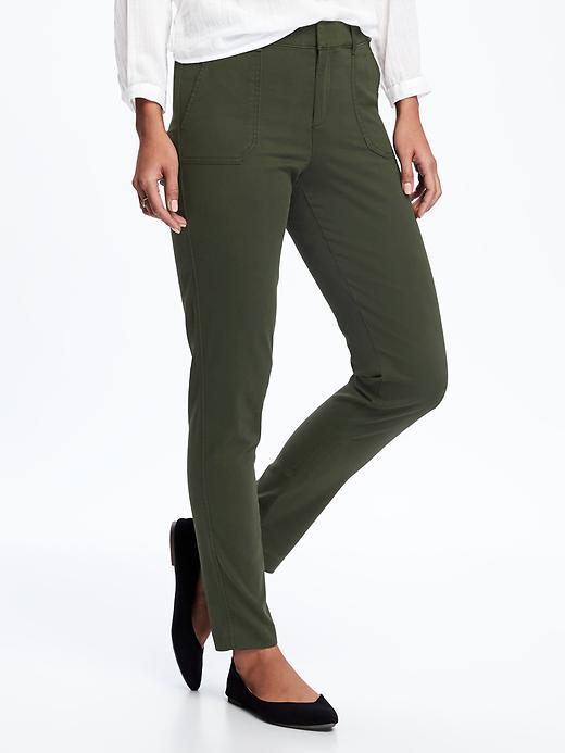 Old Navy Mid Rise Pixie Utility Sateen Chinos For Women - Royal Pine