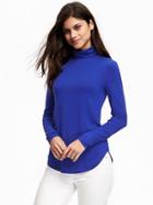 Old Navy Semi Fitted Turtleneck Tee For Women - Stunning Blue