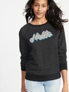 Old Navy Womens Relaxed Graphic Crew-neck Sweatshirt For Women Hello Size Xs