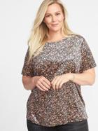 Old Navy Womens Luxe Plus-size Velvet Floral Top Floral Print Size 1x