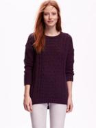 Old Navy Womens Cocoon Cable Knit Sweater Size L - Blackberry
