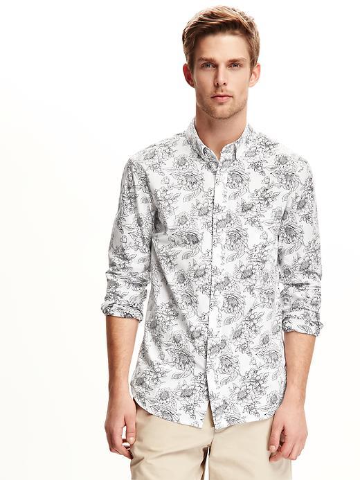 Old Navy Floral Print Slim Fit Shirt For Men - Black