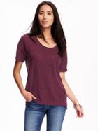 Old Navy Boyfriend Linen Blend Tee For Women - Pink Tangiers