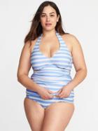 Old Navy Womens Plus-size Halter Tankini Top Blue Stripe Size 1x