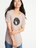 Old Navy Womens Luxe Curved-hem Graphic Tee For Women Written In The Stars Size L