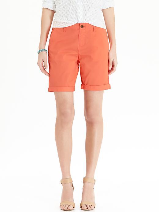 Old Navy Womens Cuffed Bermuda Shorts 6 1/2&quot; Size 0 - Coral Arrangement