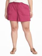 Old Navy Womens Mid-rise Plus-size Soft Utility Shorts Berry Pink Size 1x