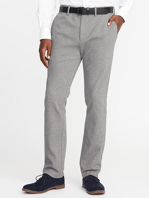 Old Navy Mens Slim Signature Built-in Flex Herringbone Dress Pants For Men Gray Herringbone Size 38w