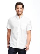 Old Navy Regular Fit Stay White Oxford Shirt For Men - Cream