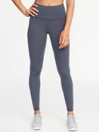 Old Navy Womens High-rise 7/8-length Laser-cut Compression Leggings For Women Coal Smoke Size L