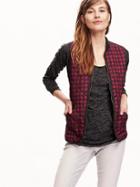 Old Navy Womens Quilted Zip Vest Size L - Red Check
