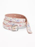 Old Navy Womens Skinny Reversible Floral-print Belt For Women Neutral Floral Size Xs/s