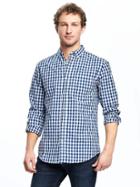 Old Navy Slim Fit Soft Washed Classic Shirt For Men - Blue Gingham