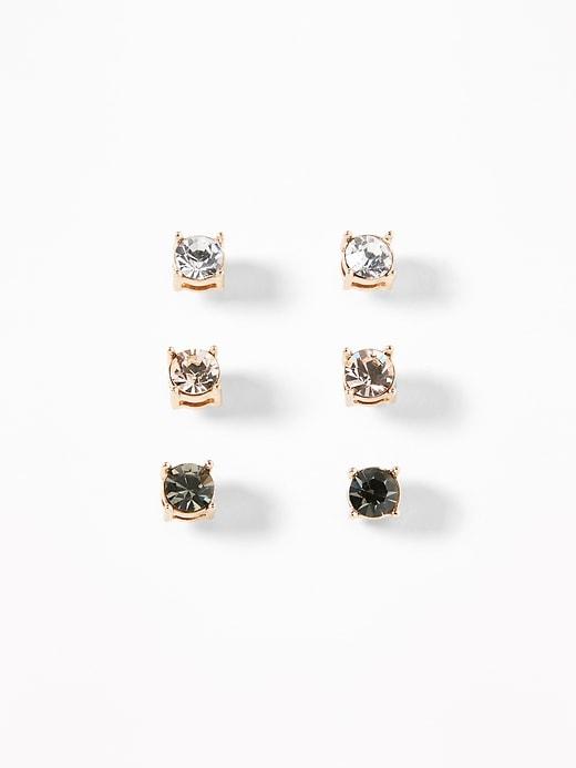 Crystal-stone Stud Earrings 5-pack For Women