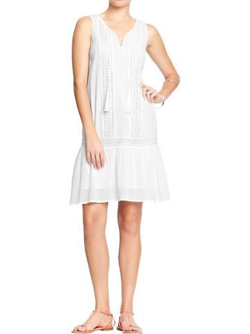 Old Navy Old Navy Womens Crinkle Gauze Drop Waist Dresses - Bright White