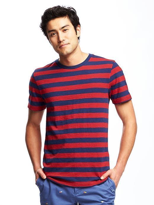 Old Navy Mariner Stripe Slub Knit Tee For Men - Robbie Red