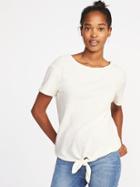Old Navy Womens Relaxed Tie-front Top For Women Cream Size L