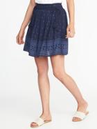 Old Navy Womens Tie-waist Crinkle-gauze Mini Skirt For Women Navy Blue Print Size Xxl
