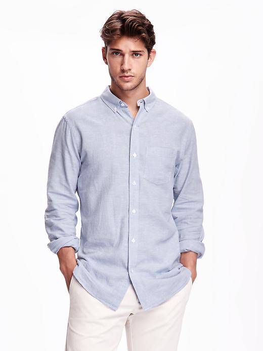 Old Navy Slim Fit Linen Blend Shirt For Men - Blue Harvest