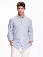 Old Navy Slim Fit Linen Blend Shirt For Men - Blue Harvest
