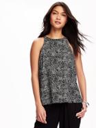 Old Navy Patterned High Neck Trapeze Tank For Women - White/black