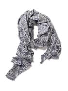 Old Navy Tapestry Print Raw Edge Scarf - Blue/white