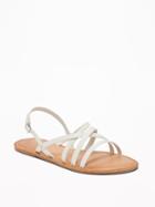 Old Navy Womens Strappy Faux-leather Sandals For Women Bone Size 9