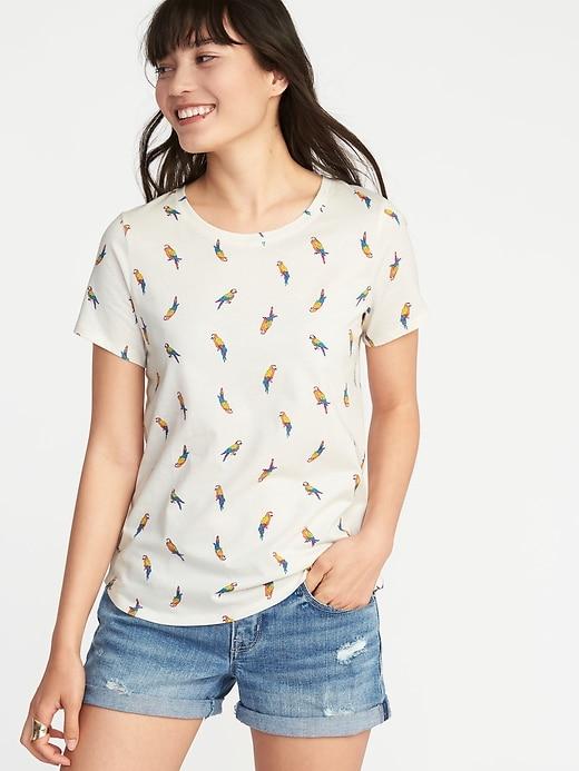 Old Navy Womens Everywear Crew-neck Tee For Women Creme De La Creme Size Xl