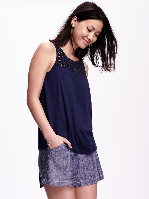 Old Navy Relaxed Eyelet Yoke Tank For Women - Lost At Sea Navy