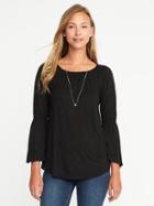 Old Navy Bell Sleeve Slub Knit Swing Top For Women - Black