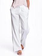 Old Navy Wide Leg Linen Pants For Women - Bright White