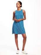 Old Navy Jersey Swing Dress For Women - Teal Print
