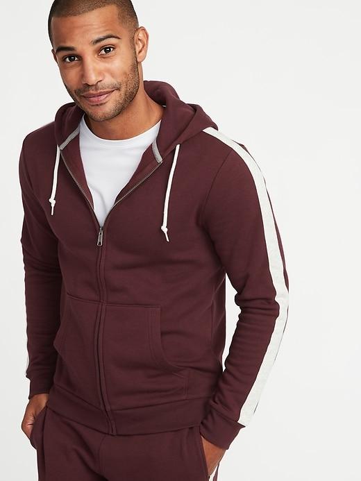 Old Navy Mens Striped-sleeve Zip Hoodie For Men Raisin Arizona Size L