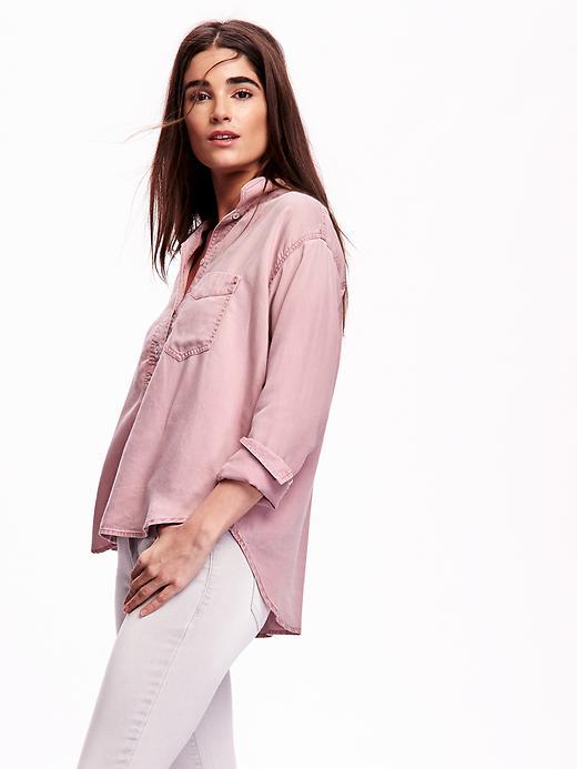 Old Navy Pigment Dyed Chambray Shirt - Teak Rose