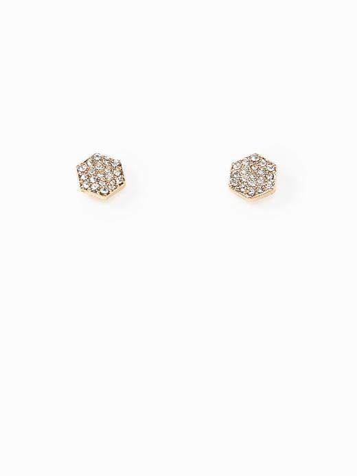 Old Navy Pav Hexagonal Studs For Women - Gold